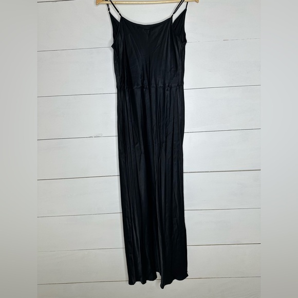 Anthropologie Elyse Satin Slip Dress Cowl Neck Midi Classic Black - Size Large - Picture 10 of 10